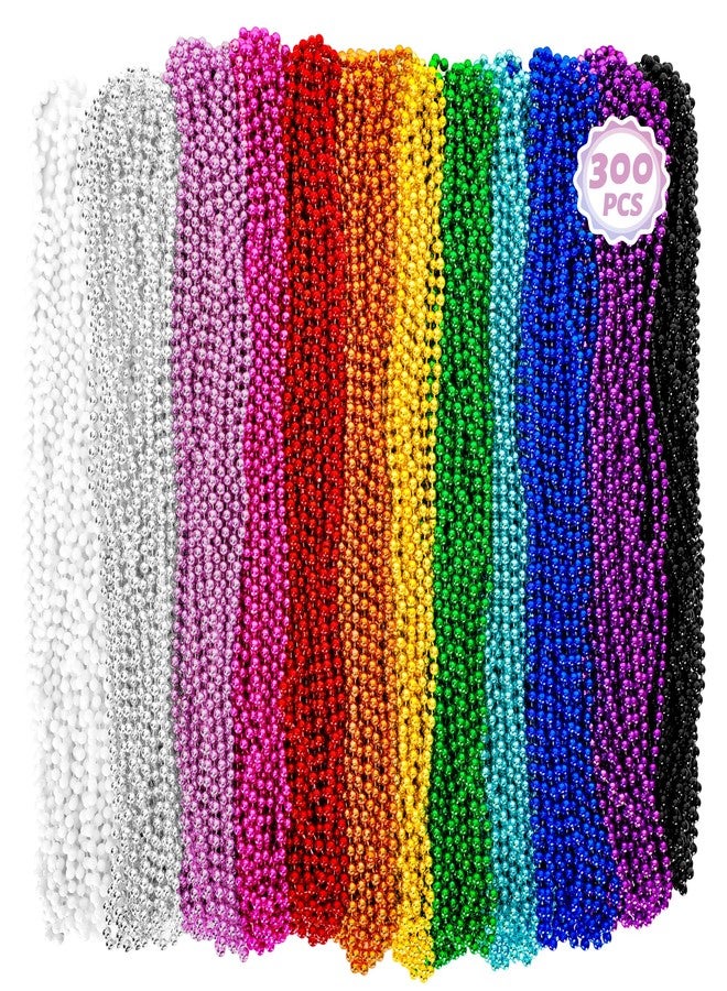 Huskein 300 PCS Mardi Gras Beads Necklaces, 33 IN Bead Necklace, Colorful Mardi Gras Accessories, Parade Party Beads Bulk for Christmas Pirate Wedding Birthday Party Favors Supplies - Image 1
